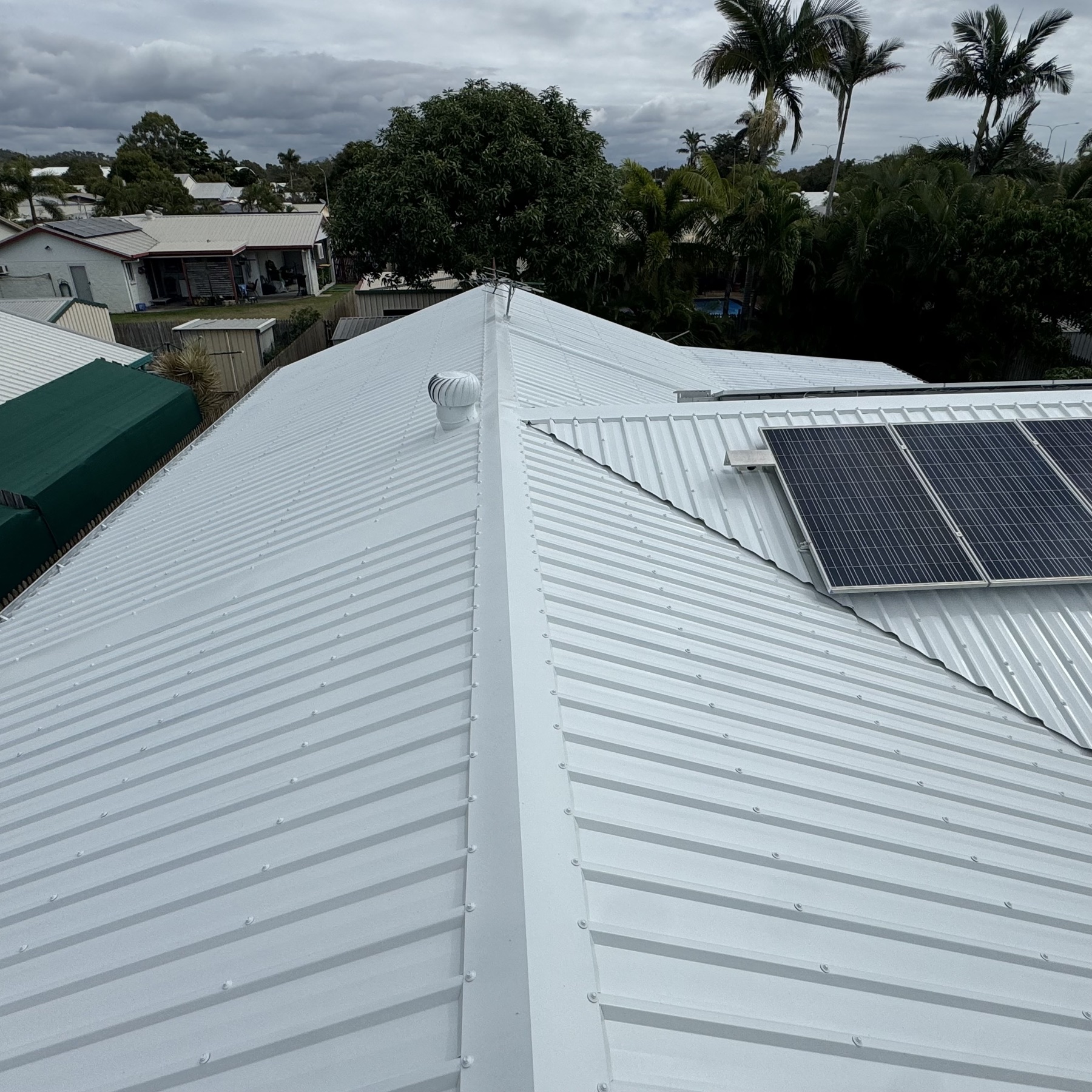 White Colorbond rooftop with solar array